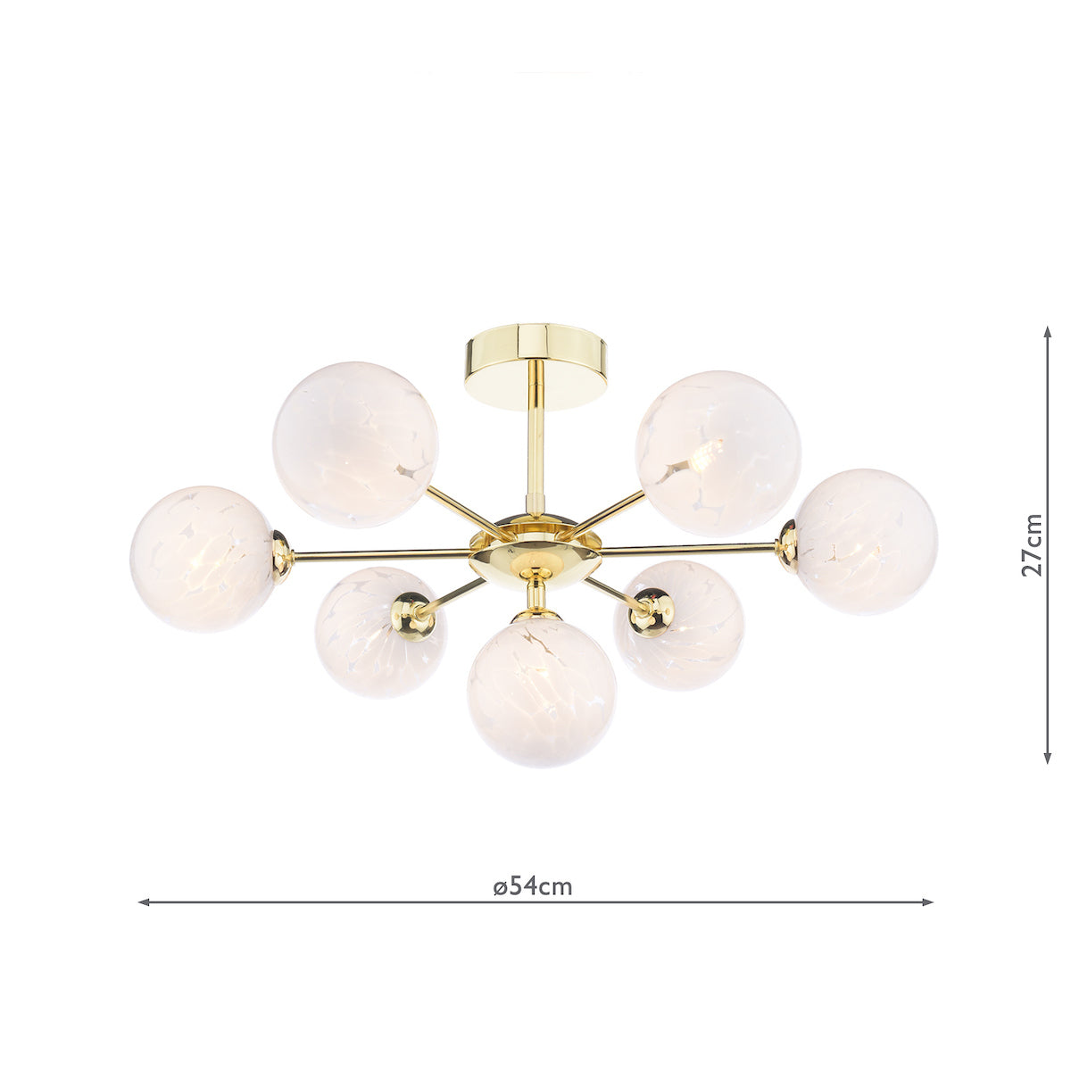 COHEN 7LT SEMI FLUSH GOLD CW CONFETTI GLS