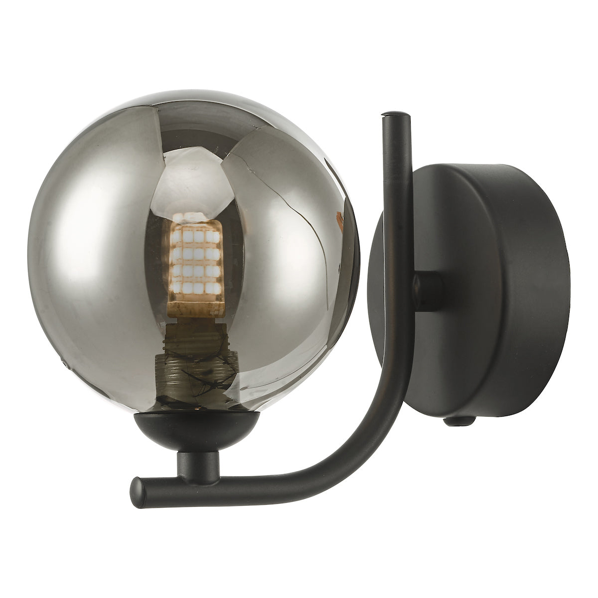 CRADLE 1LT WALL LIGHT BLACK CW SMOKED GLASS