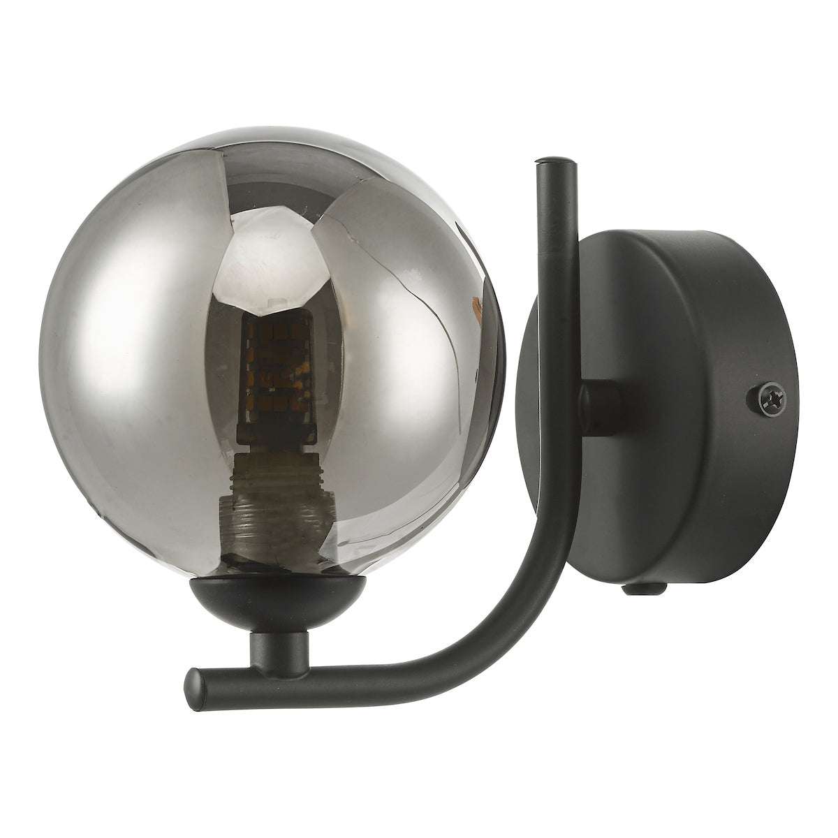CRADLE 1LT WALL LIGHT BLACK CW SMOKED GLASS