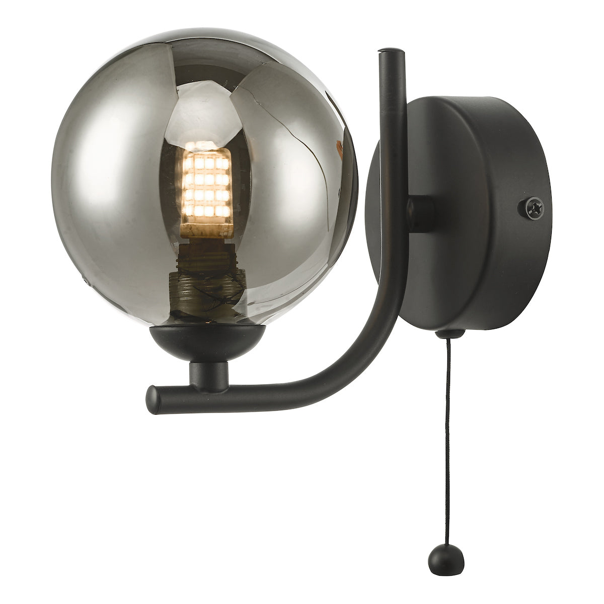 CRADLE 1LT WALL LIGHT BLACK CW SMOKED GLASS