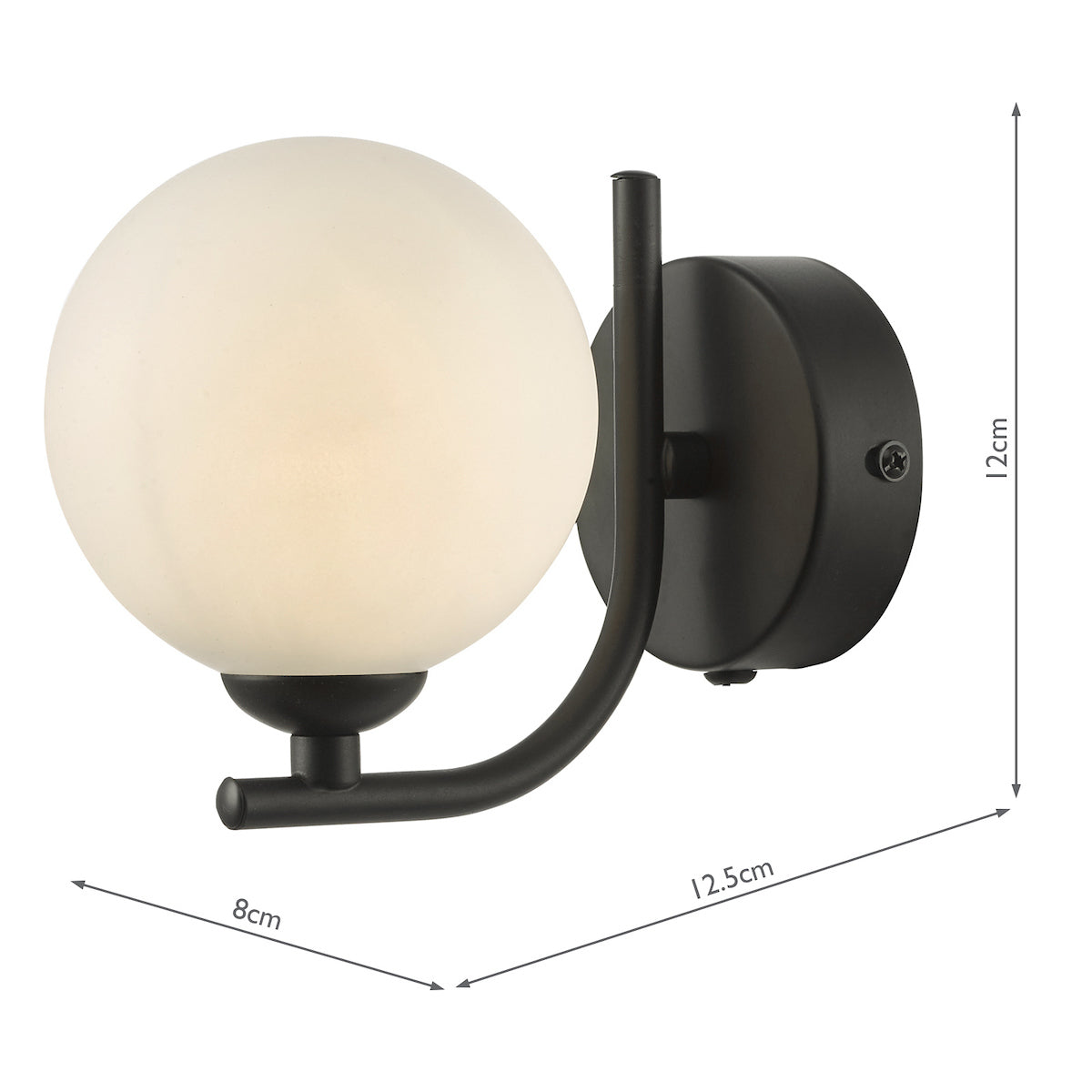 CRADLE 1LT WALL LIGHT BLACK CW OPAL GLASS