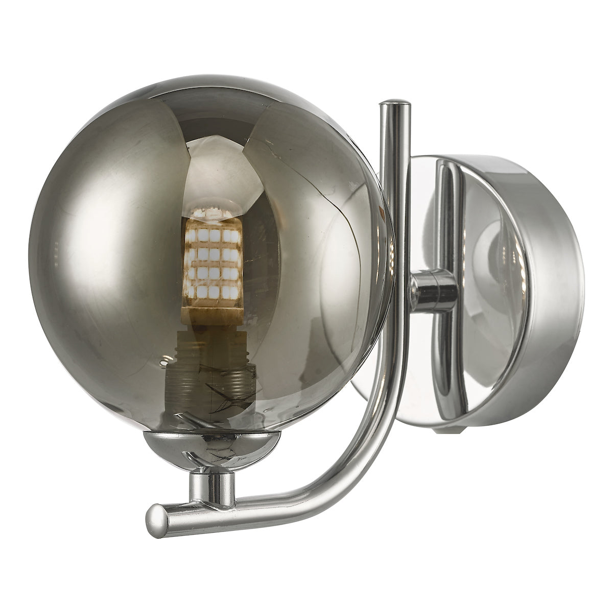 CRADLE 1LT WALL LIGHT POL CHR CW SMOKED GLASS