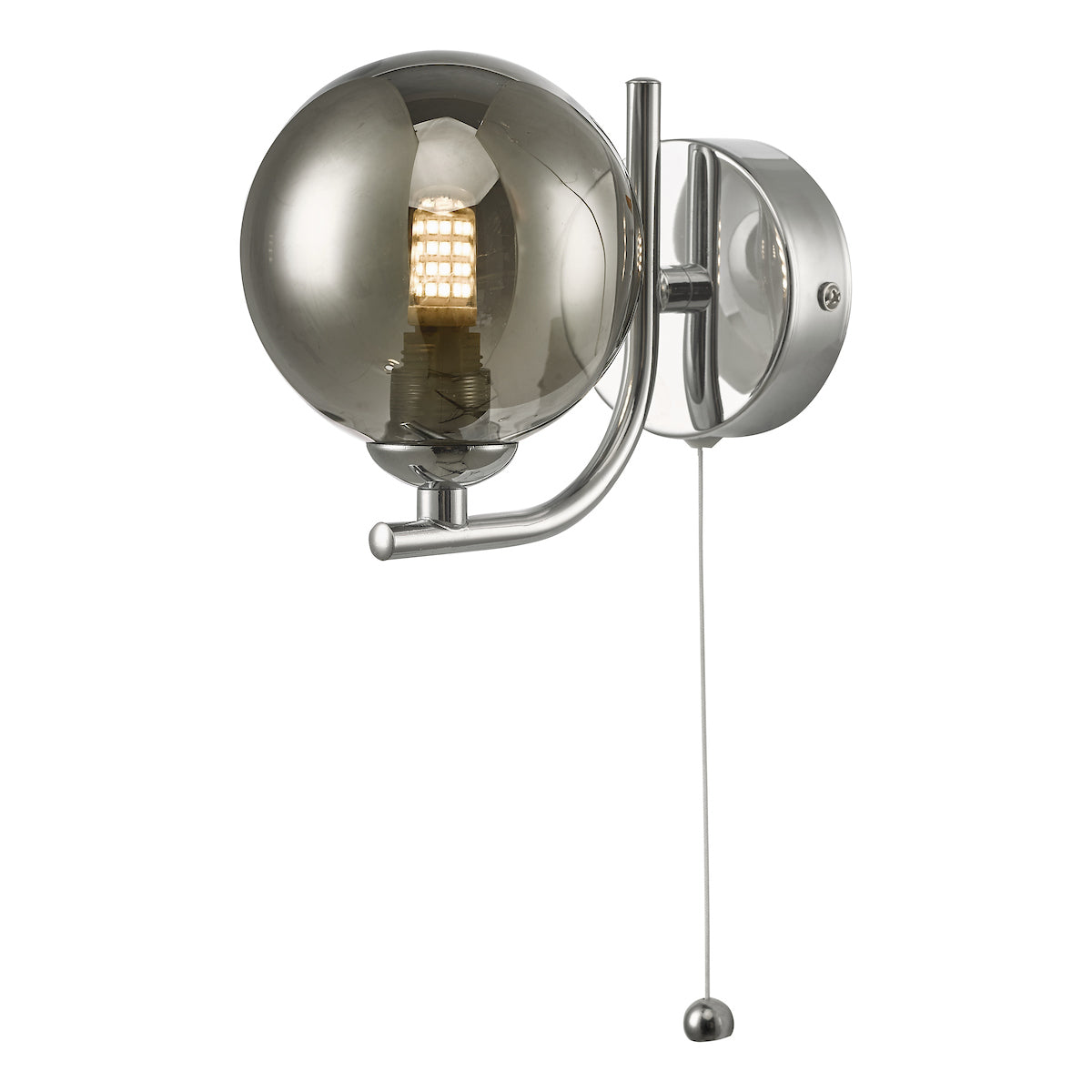 CRADLE 1LT WALL LIGHT POL CHR CW SMOKED GLASS