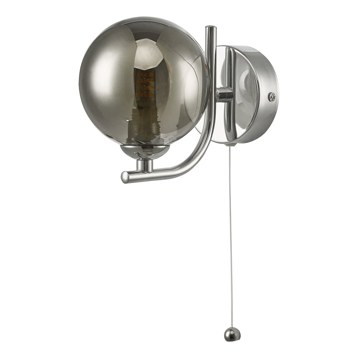 CRADLE 1LT WALL LIGHT POL CHR CW SMOKED GLASS
