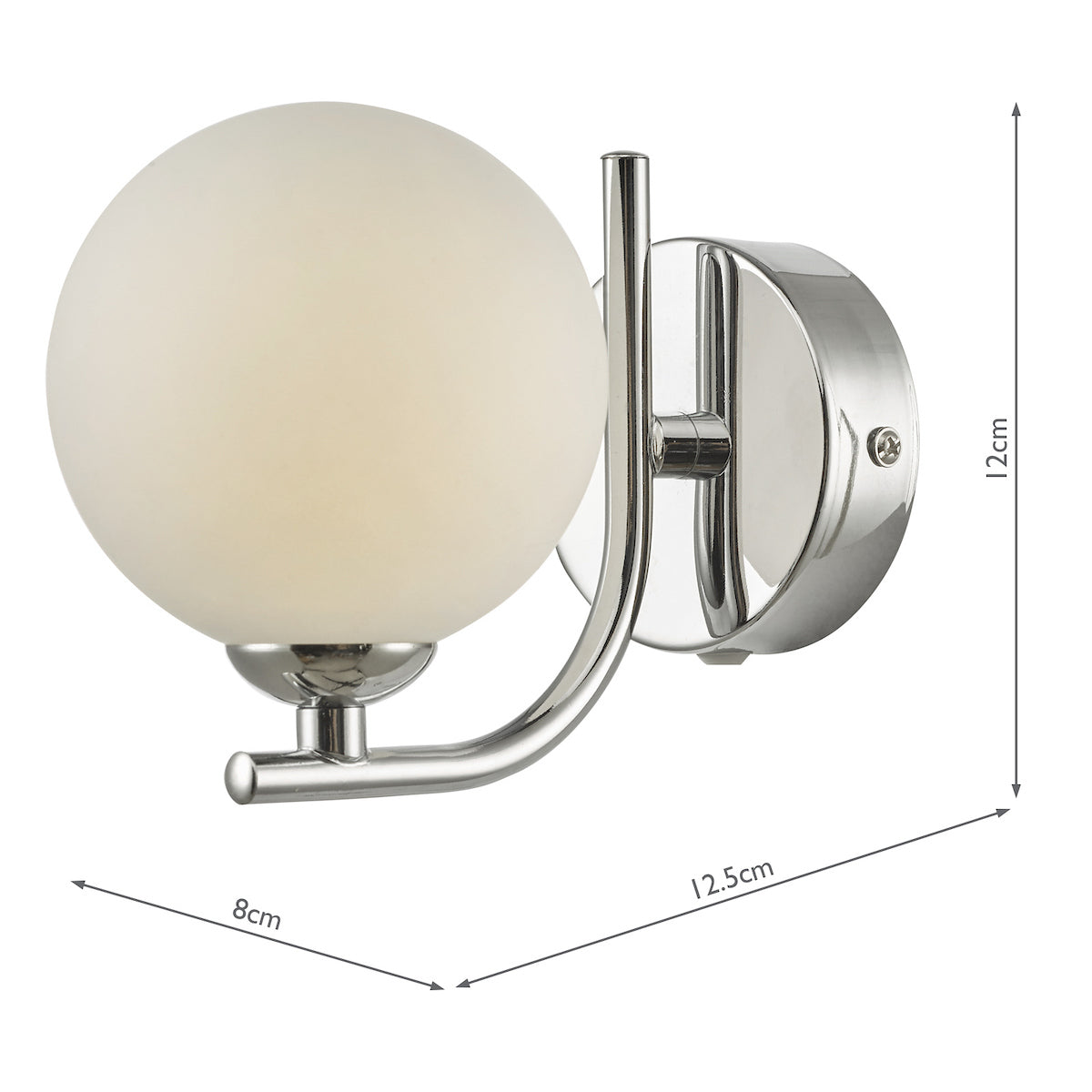 CRADLE 1LT WALL LIGHT POL CHR CW OPAL GLASS