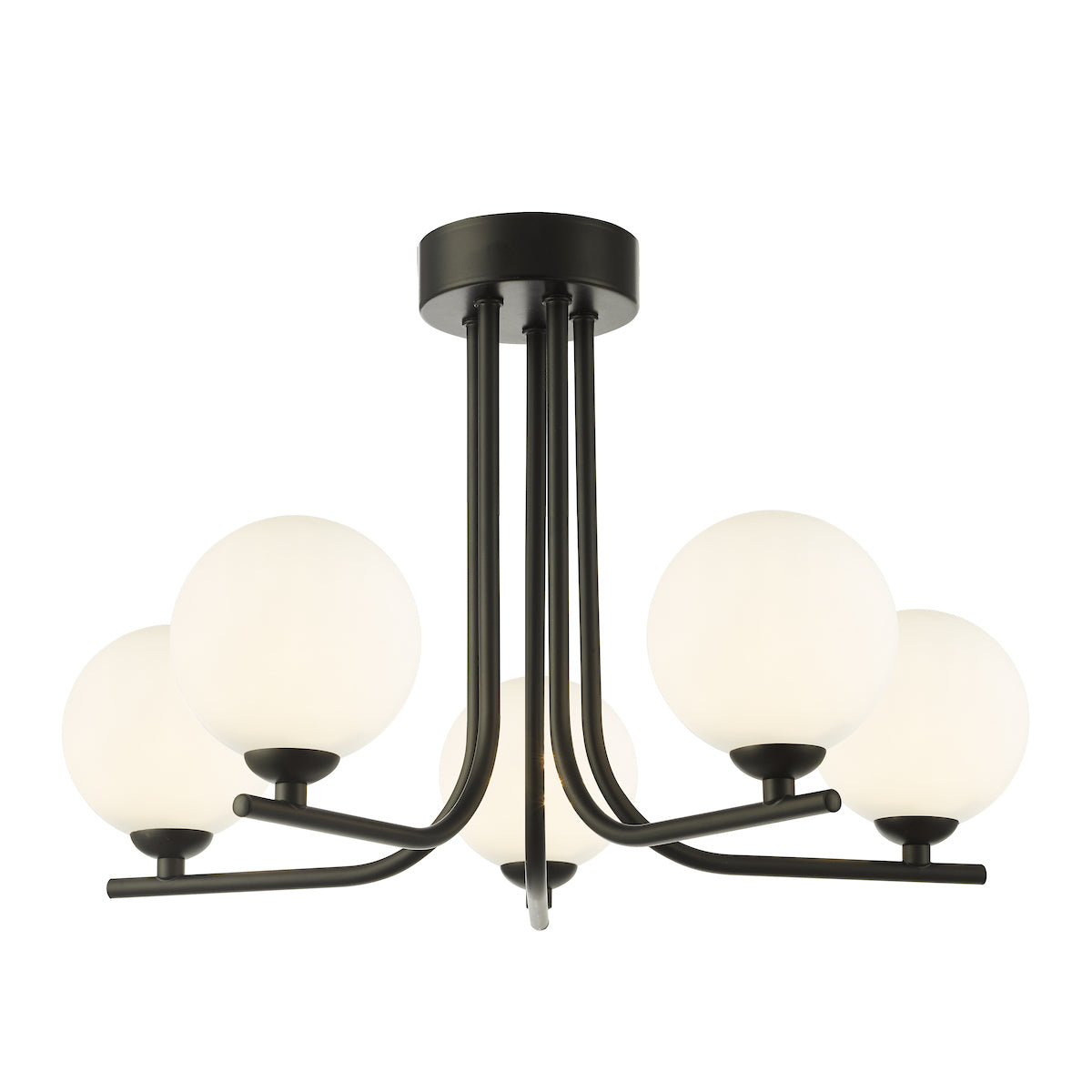 CRADLE 5LT SEMI FLUSH BLACK CW OPAL GLASS