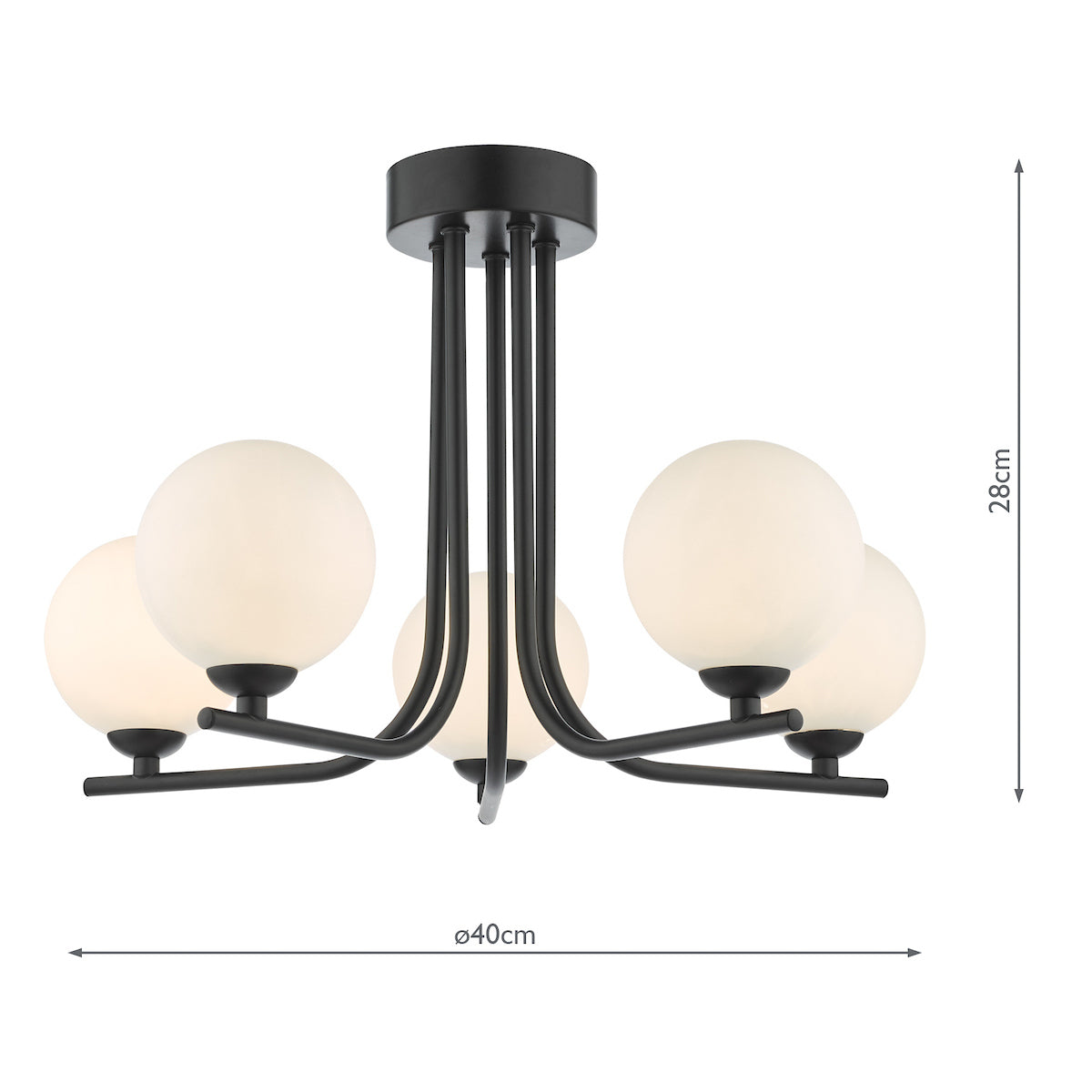 CRADLE 5LT SEMI FLUSH BLACK CW OPAL GLASS