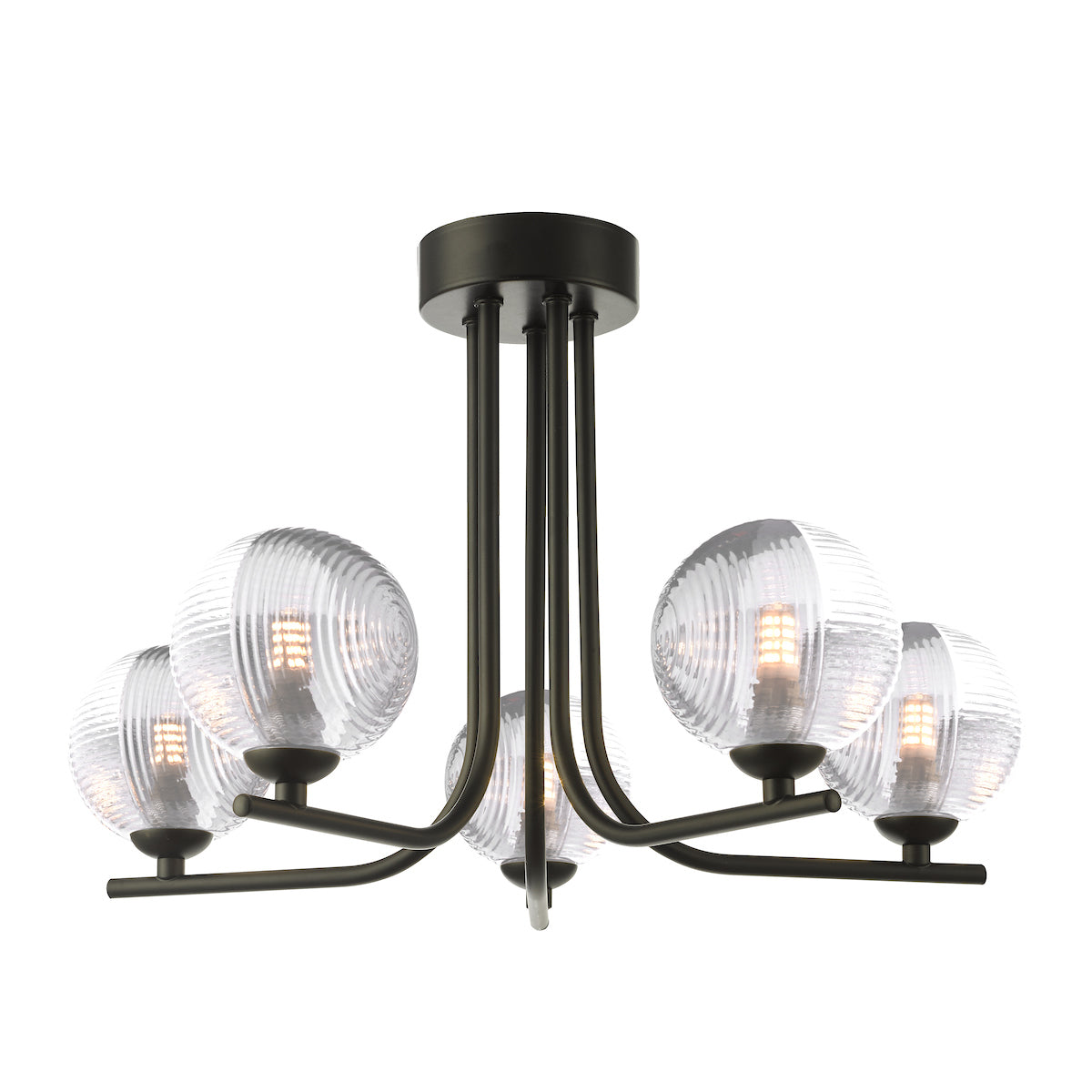 CRADLE 5LT SEMI FLUSH BLACK CW SMOKED/CLR GLASS