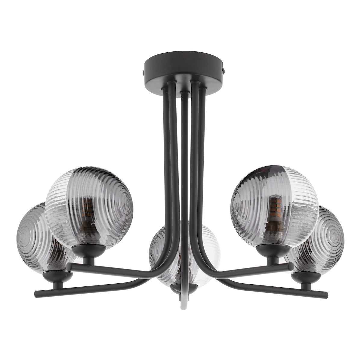 CRADLE 5LT SEMI FLUSH BLACK CW SMOKED/CLR GLASS