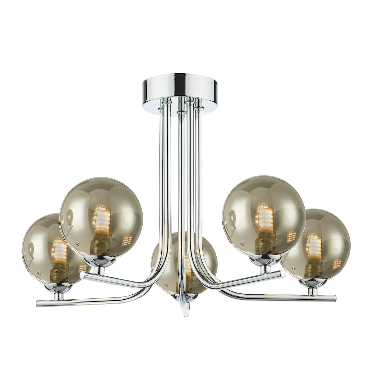 CRADLE 5LT SEMI FLUSH POL CHR CW SMOKED GLASS