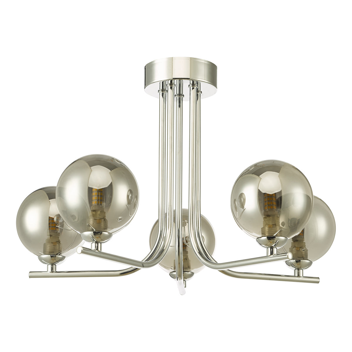 CRADLE 5LT SEMI FLUSH POL CHR CW SMOKED GLASS