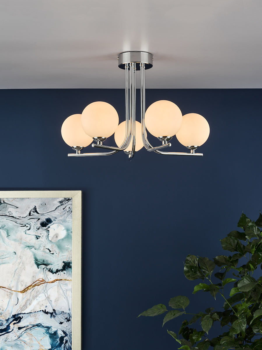 CRADLE 5LT SEMI FLUSH POL CHR CW OPAL GLASS