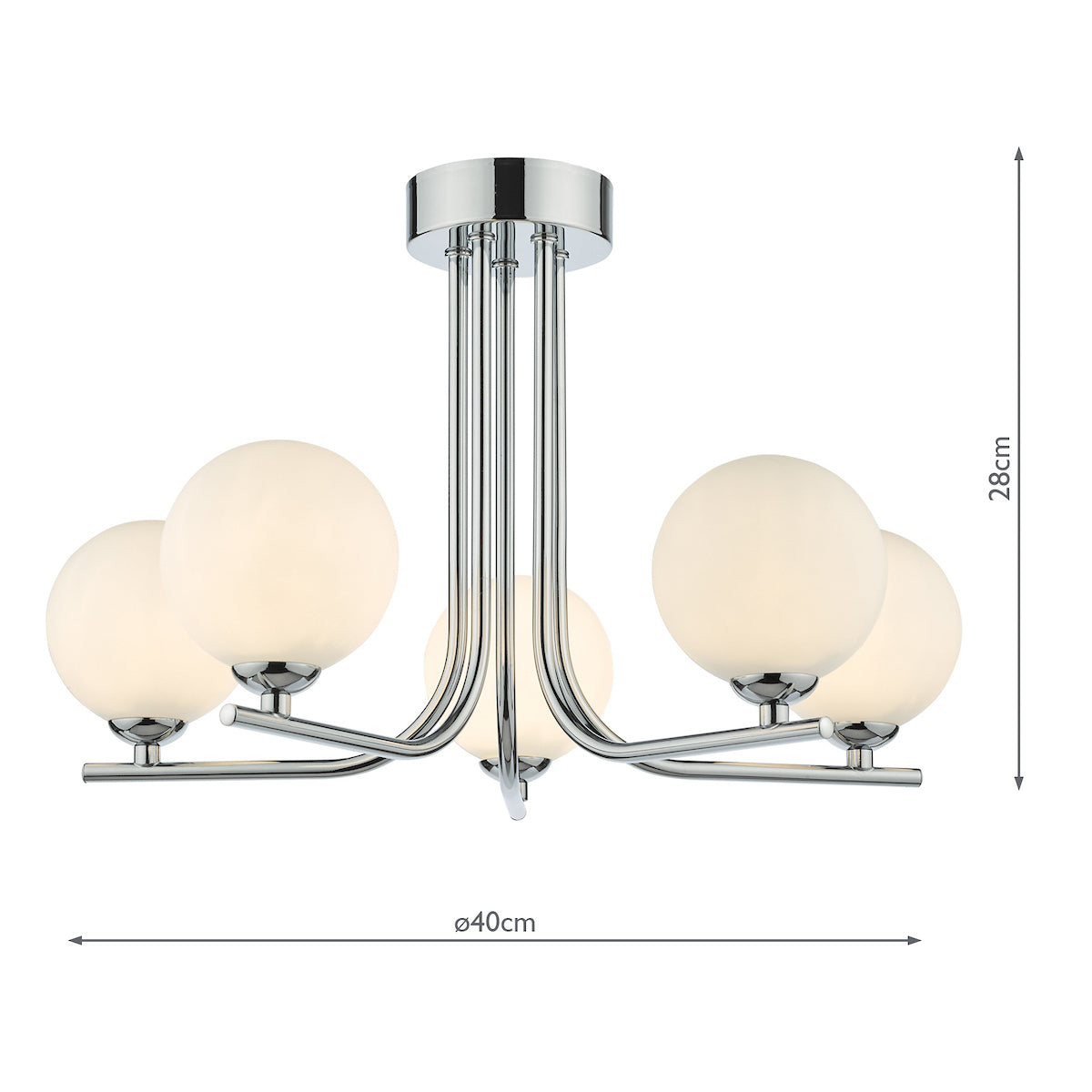 CRADLE 5LT SEMI FLUSH POL CHR CW OPAL GLASS