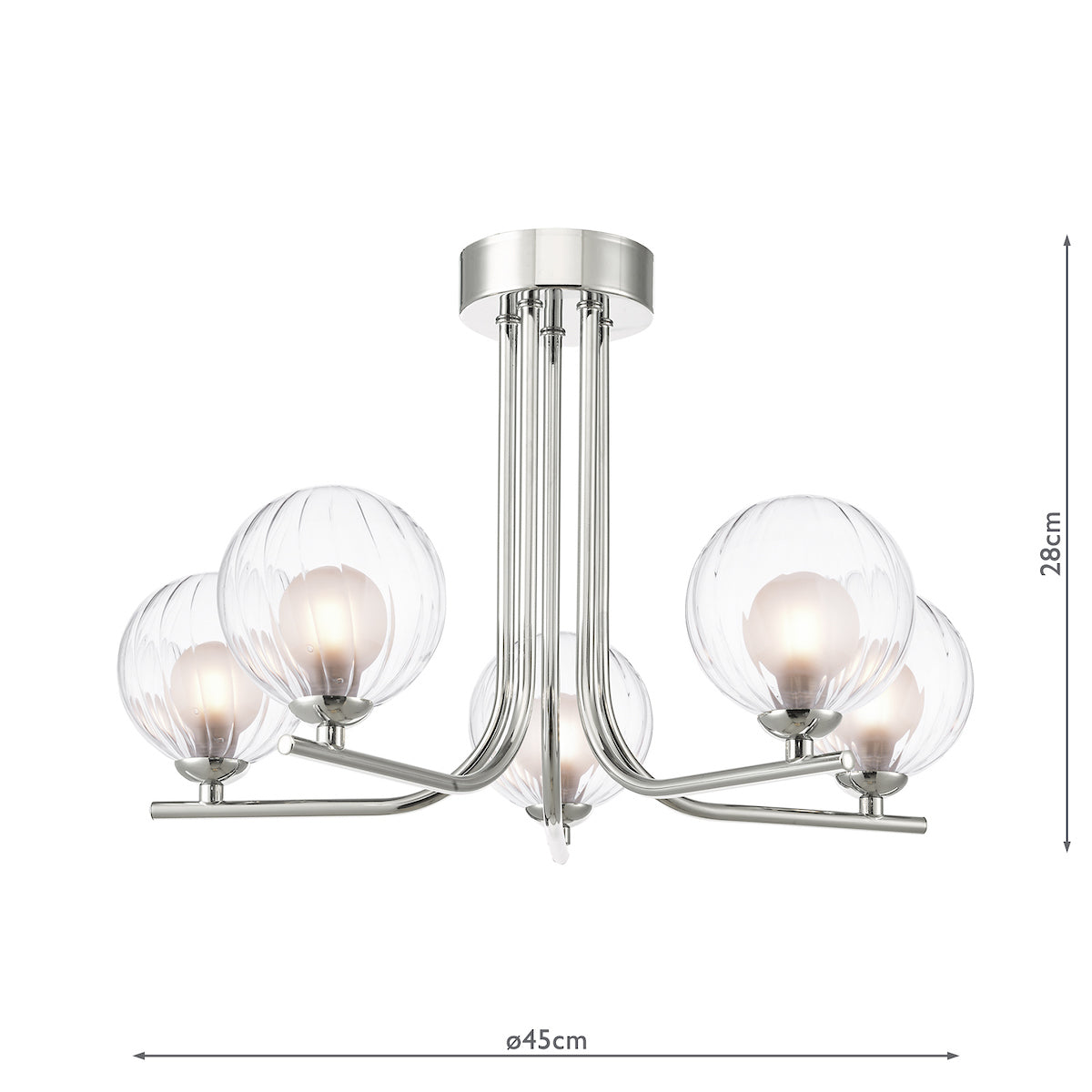 CRADLE 5LT SEMI FLUSH POL CHR CW DOUBLE ENVELOPE G