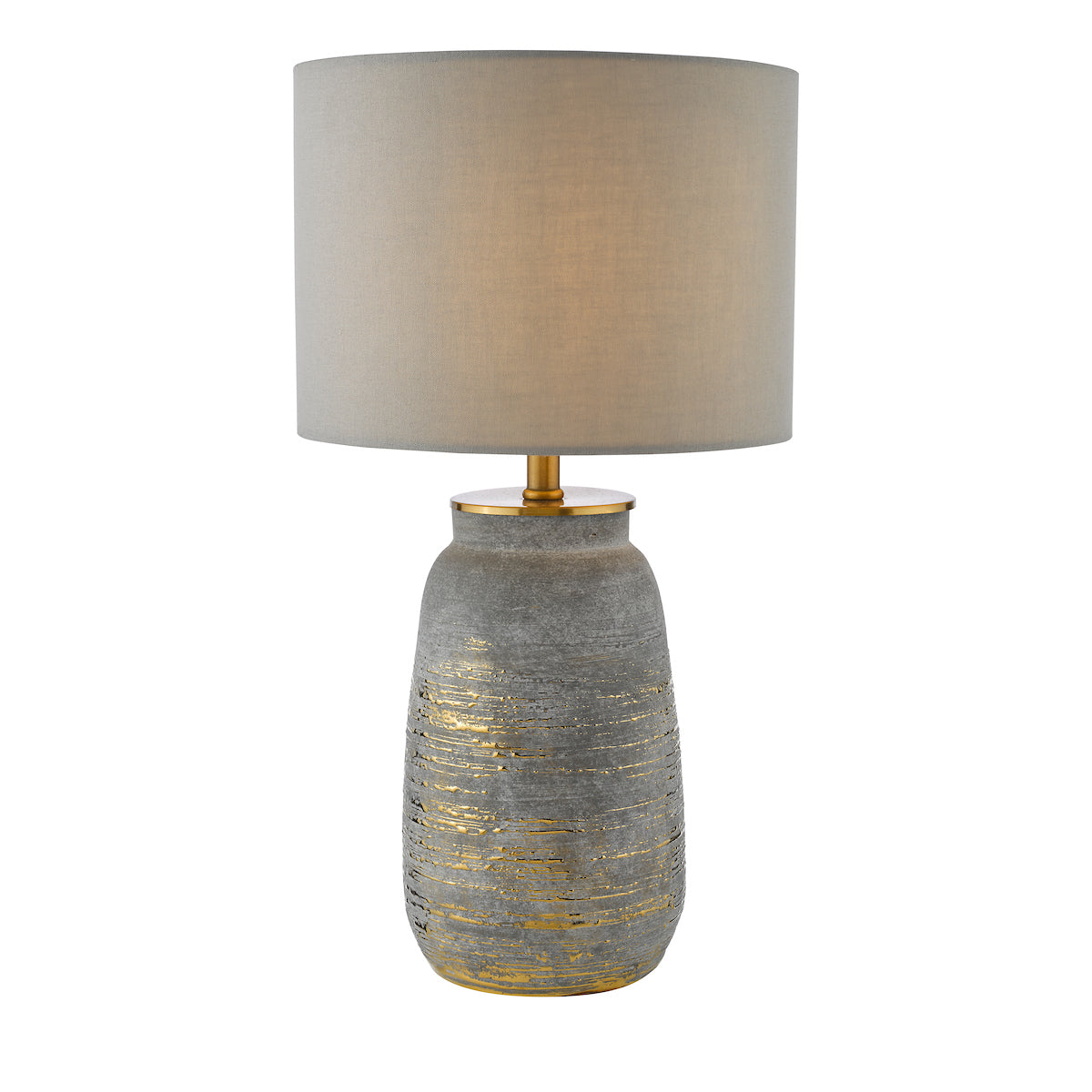 PYRAMID GREY LINEN DRUM SHADE 35CM