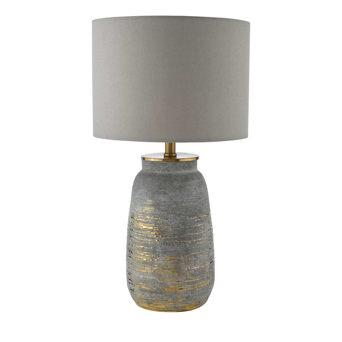 PYRAMID GREY LINEN DRUM SHADE 35CM