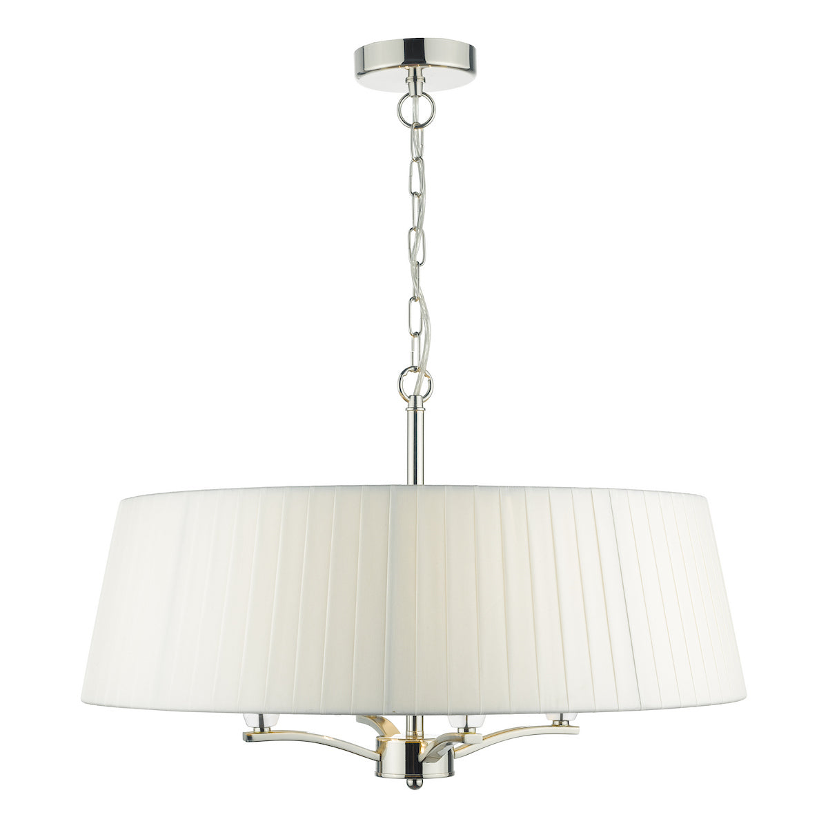 CRISTIN 4LT PENDANT POL NICKEL CW IVORY RIBBON SHD