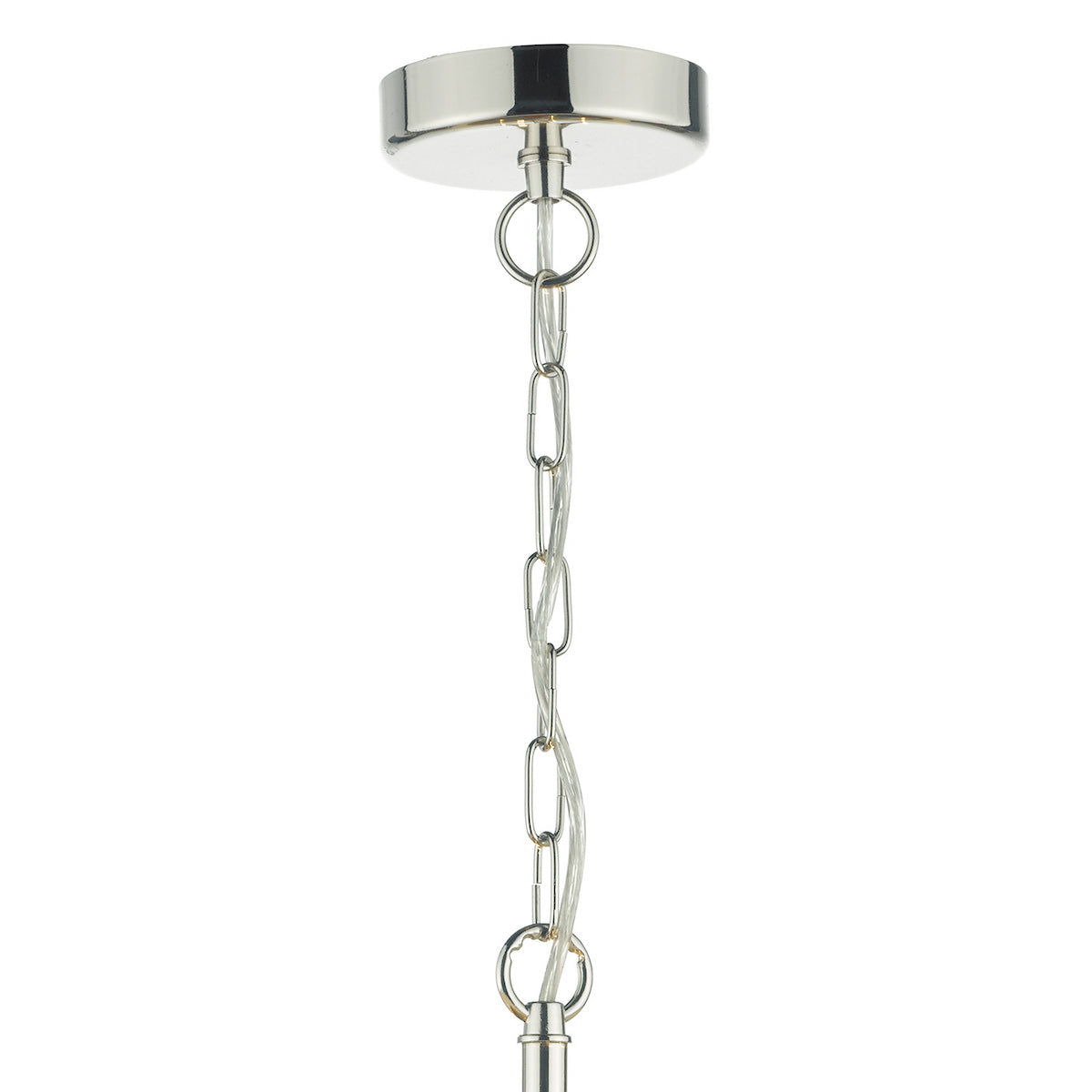 CRISTIN 4LT PENDANT POL NICKEL CW IVORY RIBBON SHD