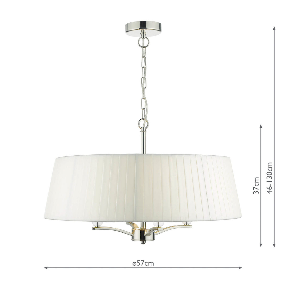 CRISTIN 4LT PENDANT POL NICKEL CW IVORY RIBBON SHD