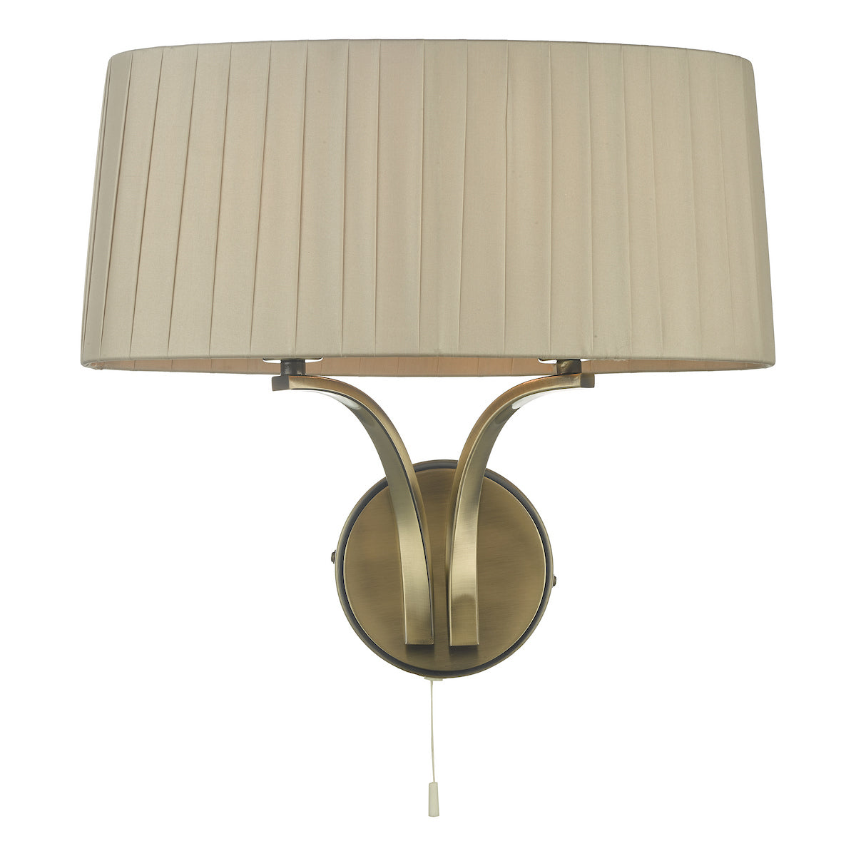 CRISTIN 2LT WALL LIGHT ANT BRA CW TAUPE RIBBON SHD