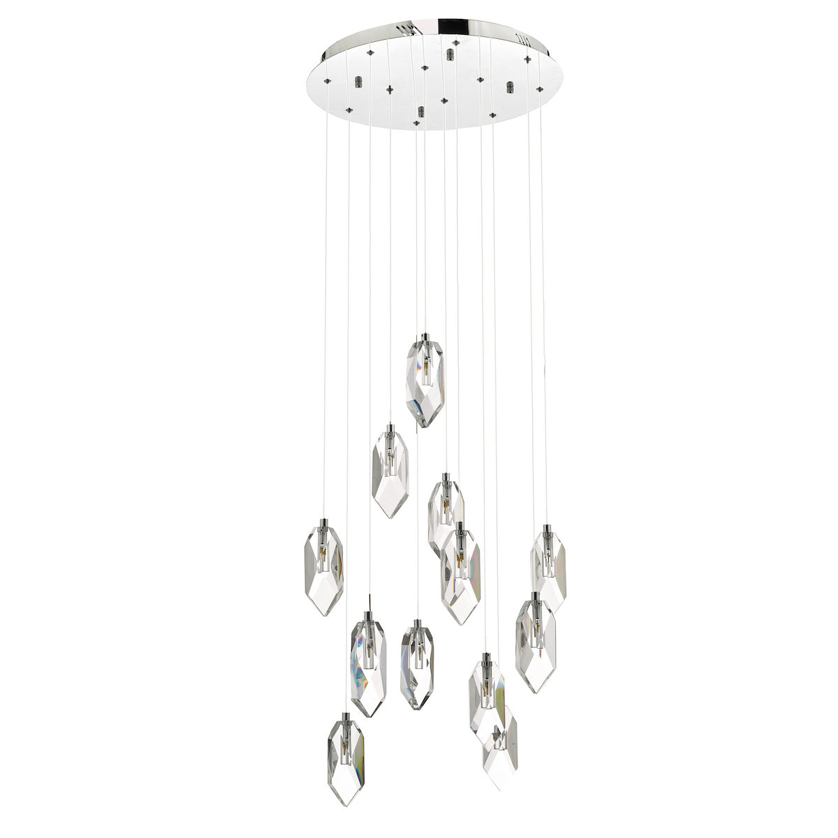 CRYSTAL 12LT CLUSTER PENDANT ROCK CRYSTAL POL CHR
