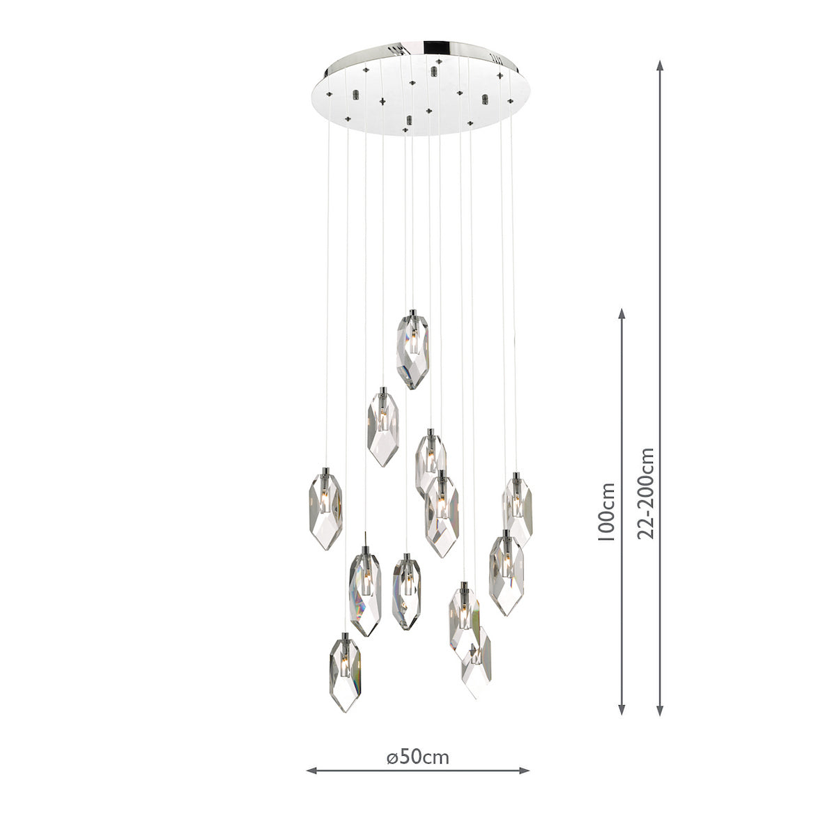 CRYSTAL 12LT CLUSTER PENDANT ROCK CRYSTAL POL CHR