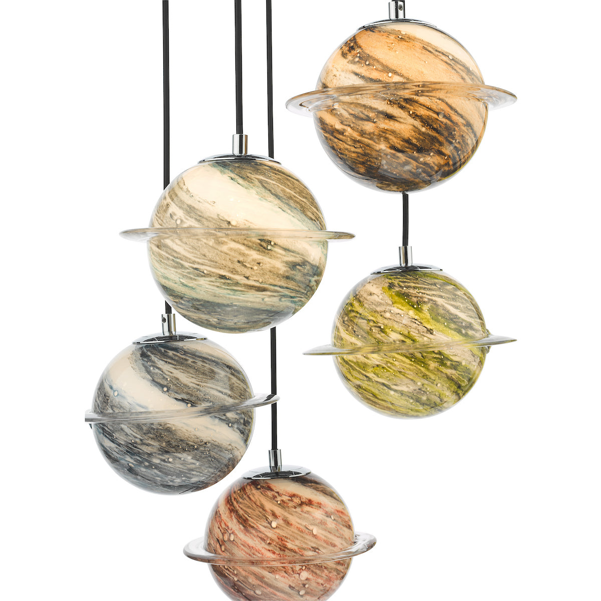 CYGNUS 5LT CLUSTER PLANET GLASS & POL CHR