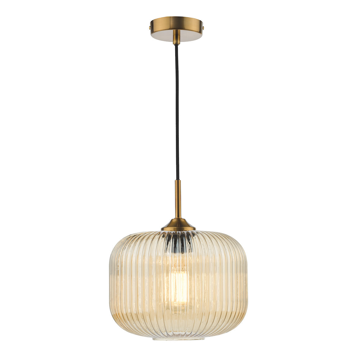 DEMARIUS 1LT PENDANT BRASS AMBER GLASS