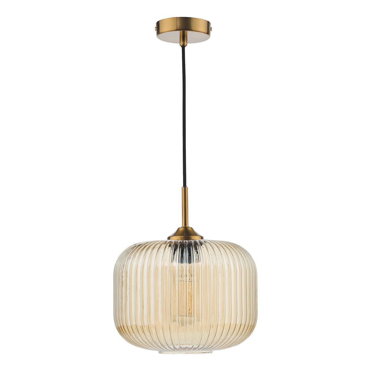 DEMARIUS 1LT PENDANT BRASS AMBER GLASS