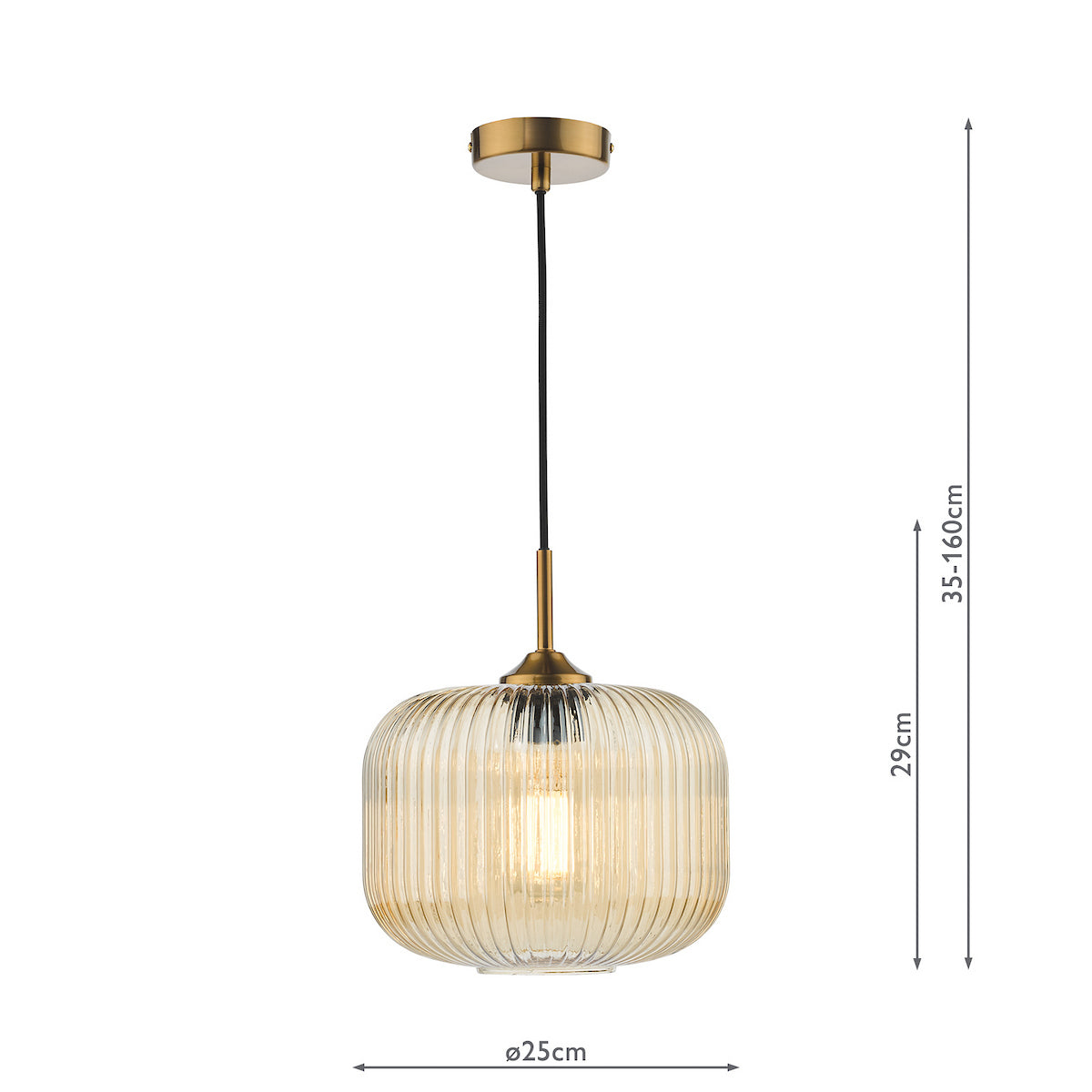 DEMARIUS 1LT PENDANT BRASS AMBER GLASS