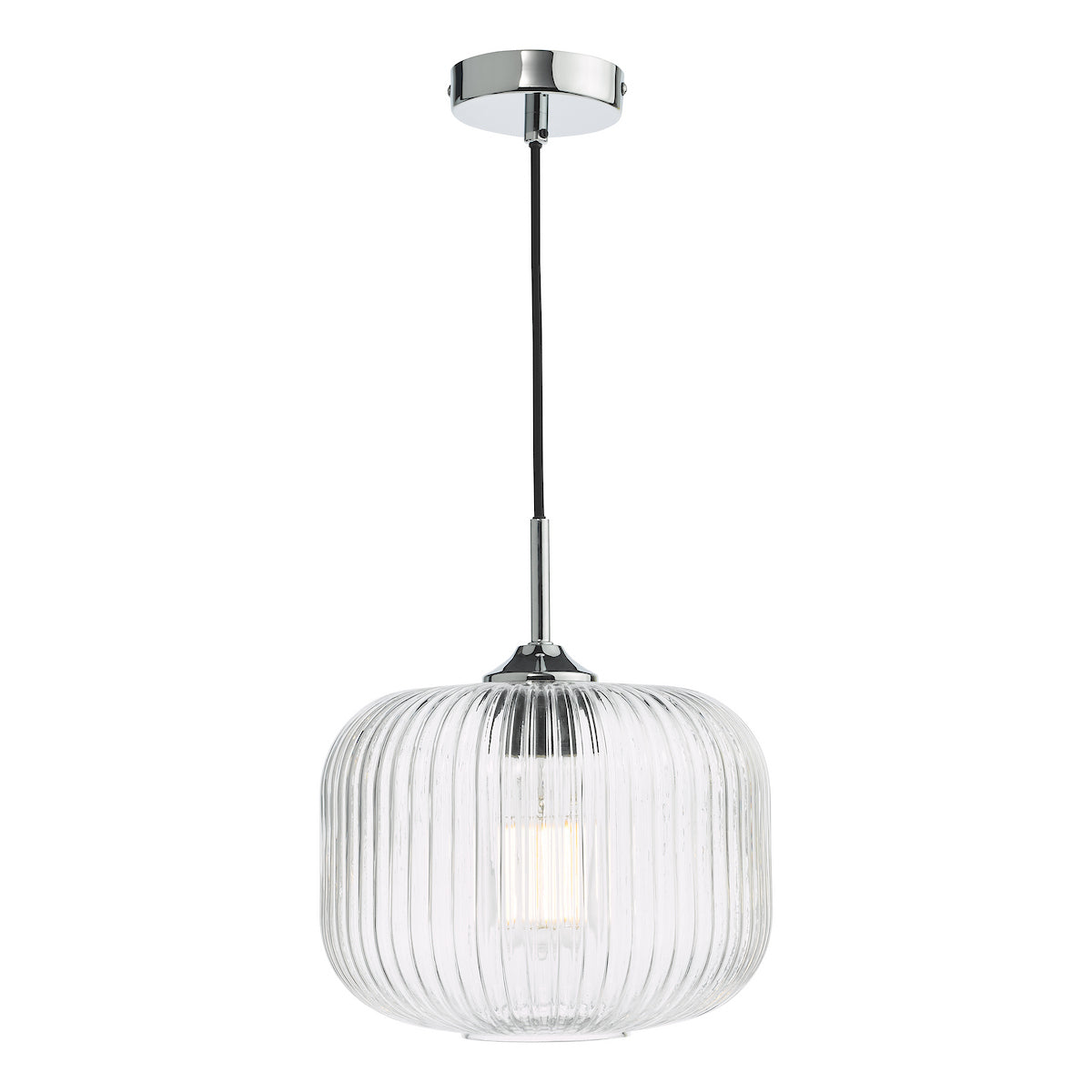 DEMARIUS 1LT PENDANT POL CHR CLEAR GLASS