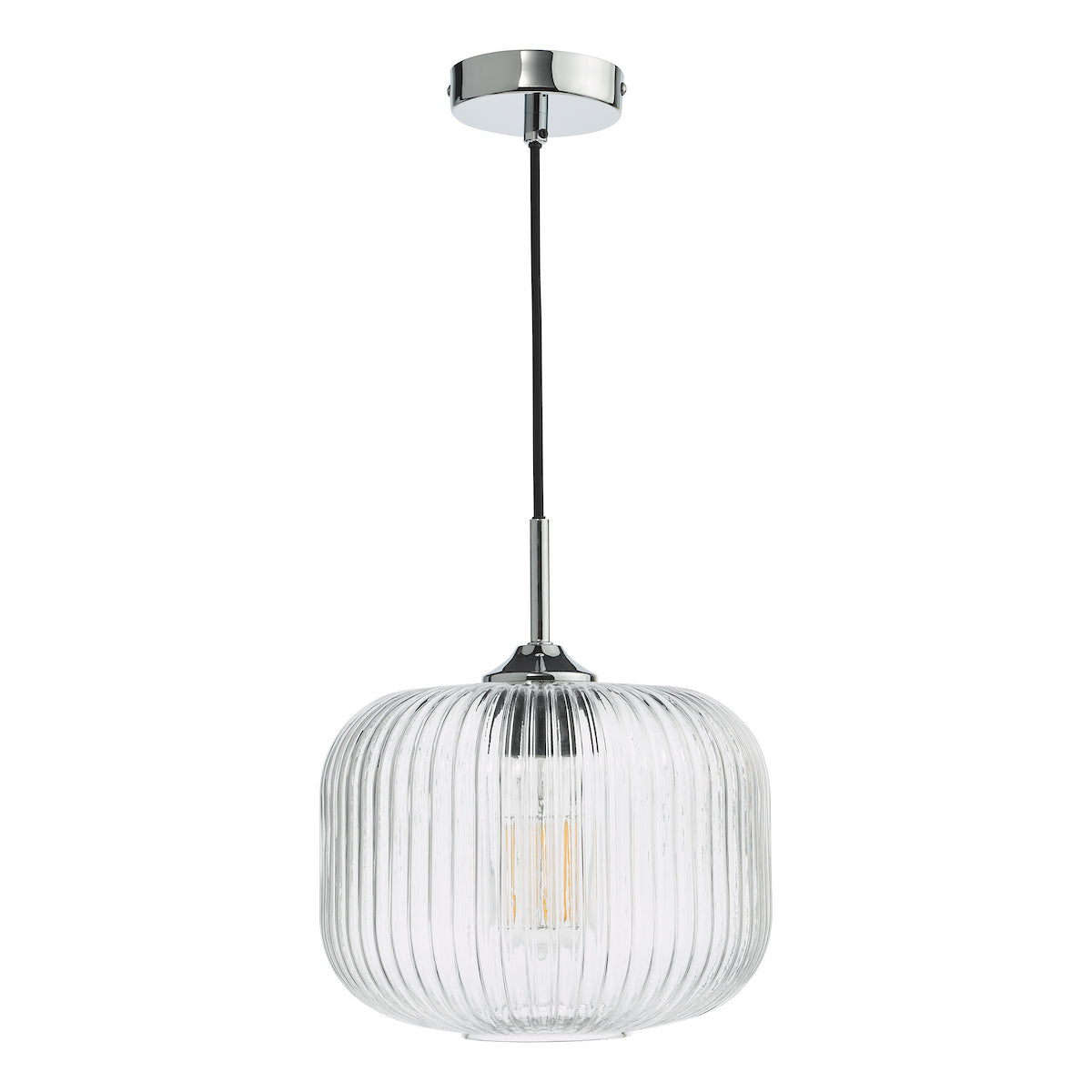 DEMARIUS 1LT PENDANT POL CHR CLEAR GLASS