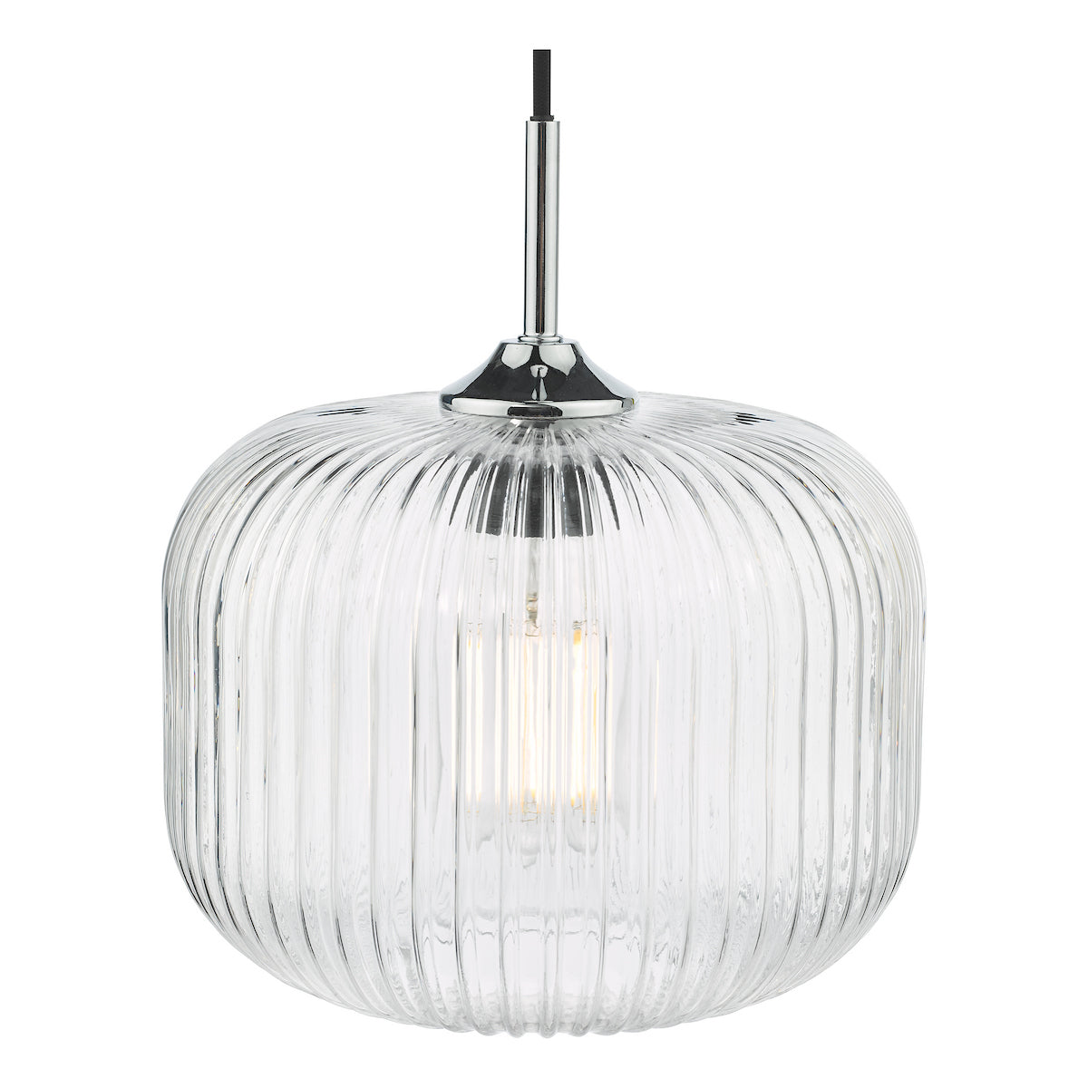 DEMARIUS 1LT PENDANT POL CHR CLEAR GLASS