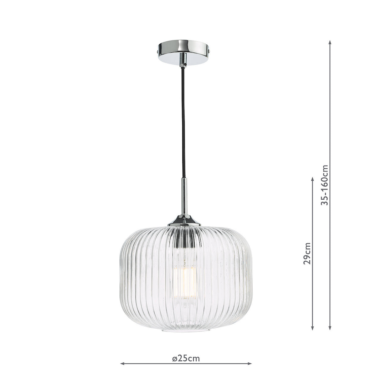 DEMARIUS 1LT PENDANT POL CHR CLEAR GLASS