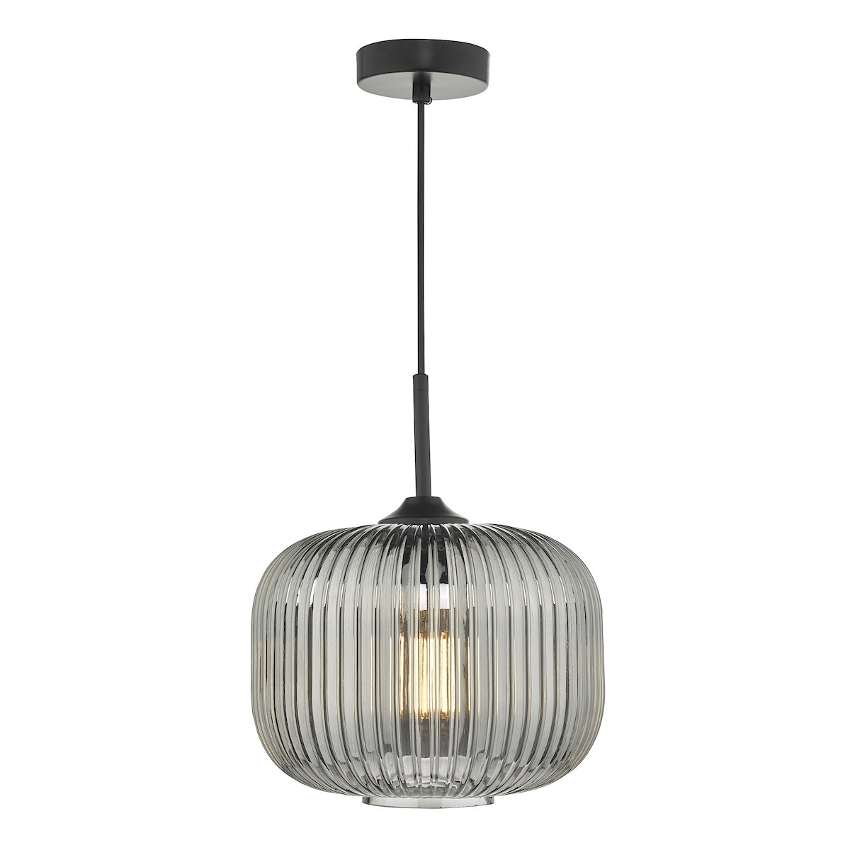 DEMARIUS 1LT PENDANT BLACK SMOKED GLASS