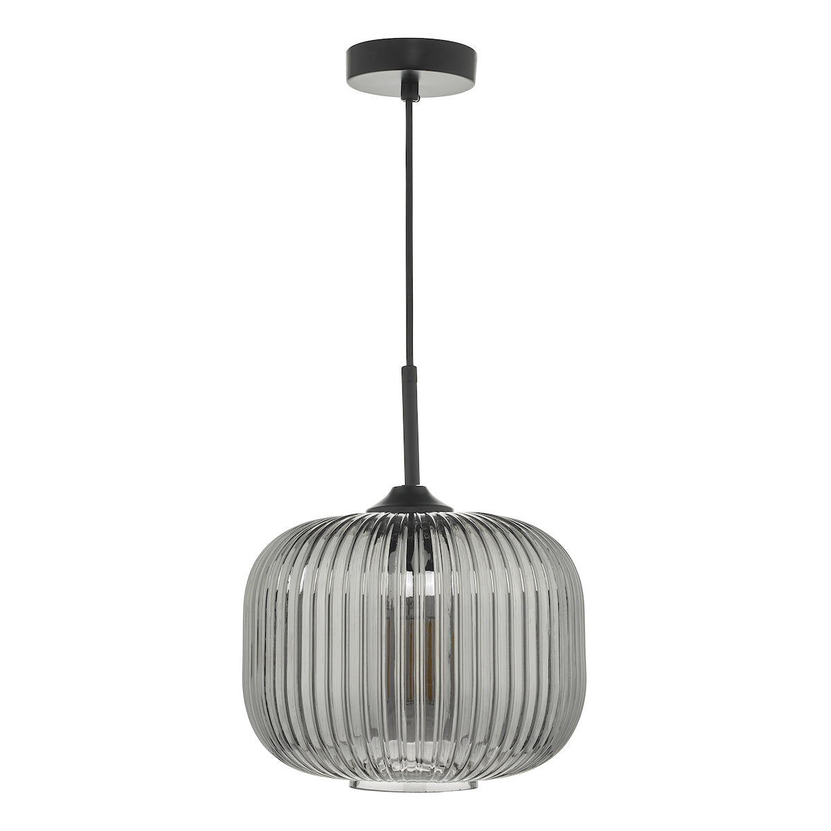 DEMARIUS 1LT PENDANT BLACK SMOKED GLASS