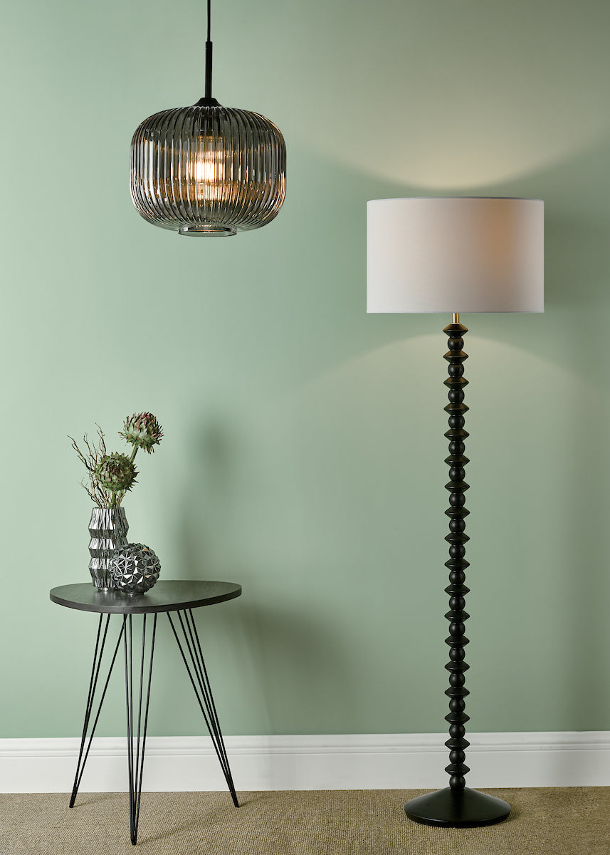 DEMARIUS 1LT PENDANT BLACK SMOKED GLASS