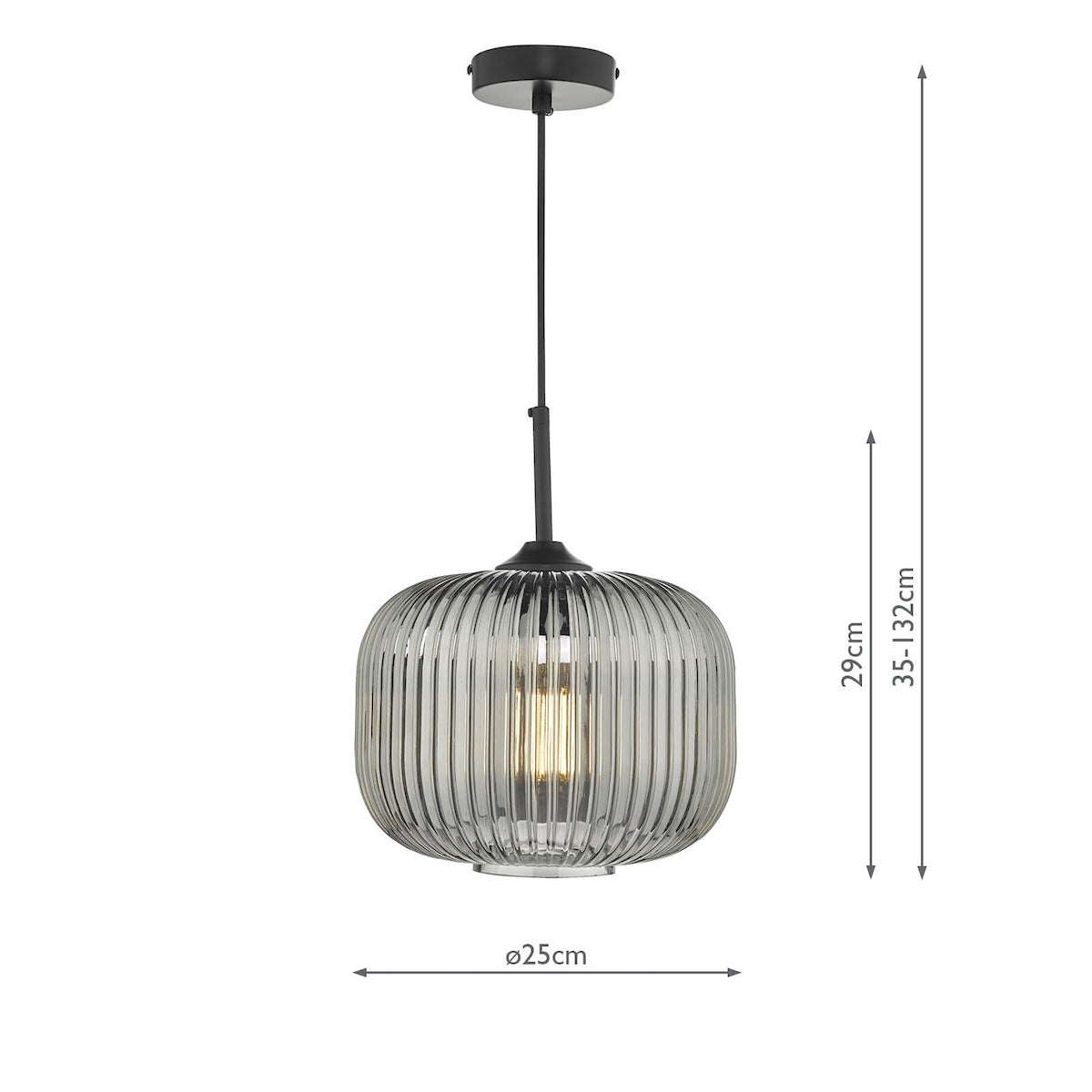 DEMARIUS 1LT PENDANT BLACK SMOKED GLASS