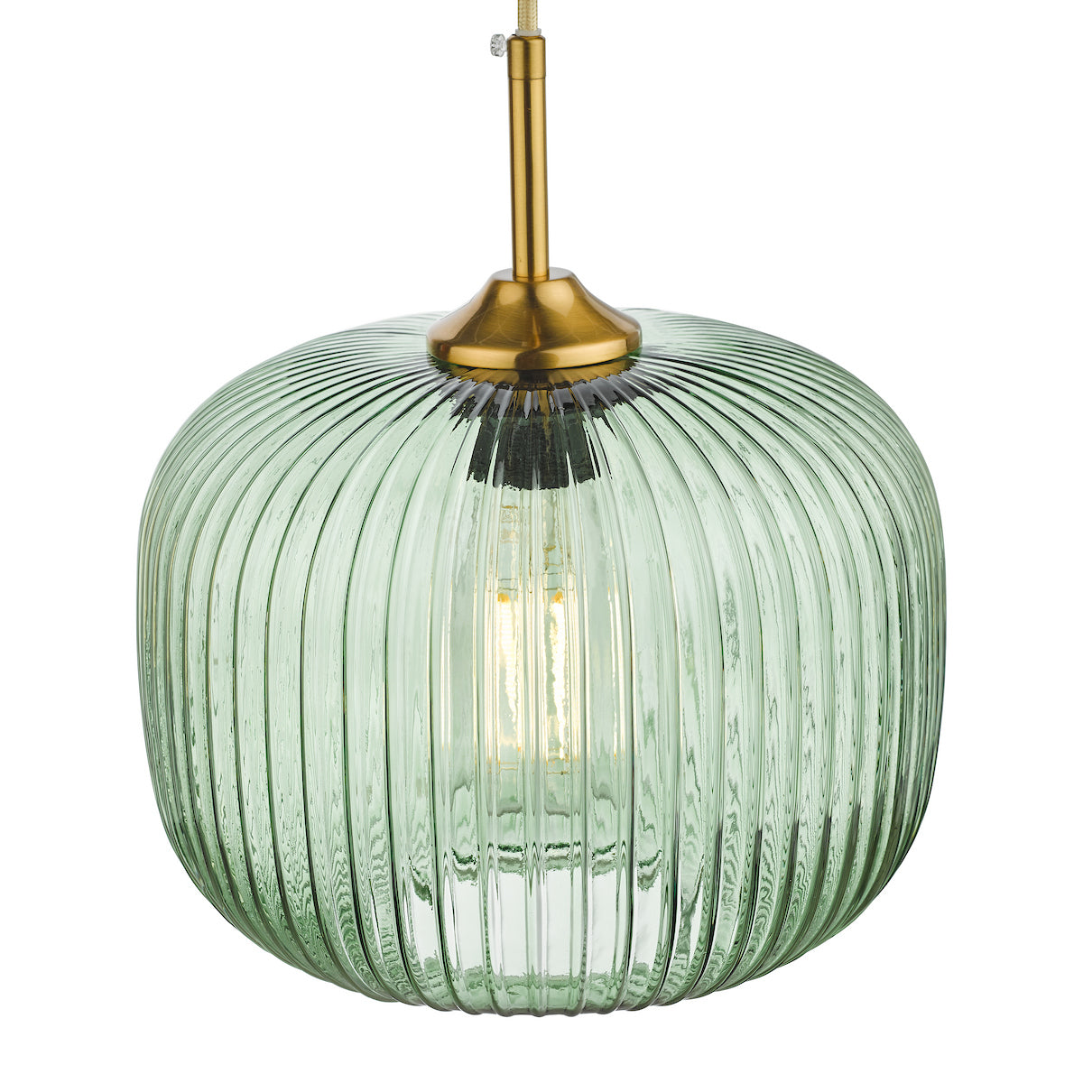 DEMARIUS 1LT PENDANT GREEN GLASS AND BRONZE