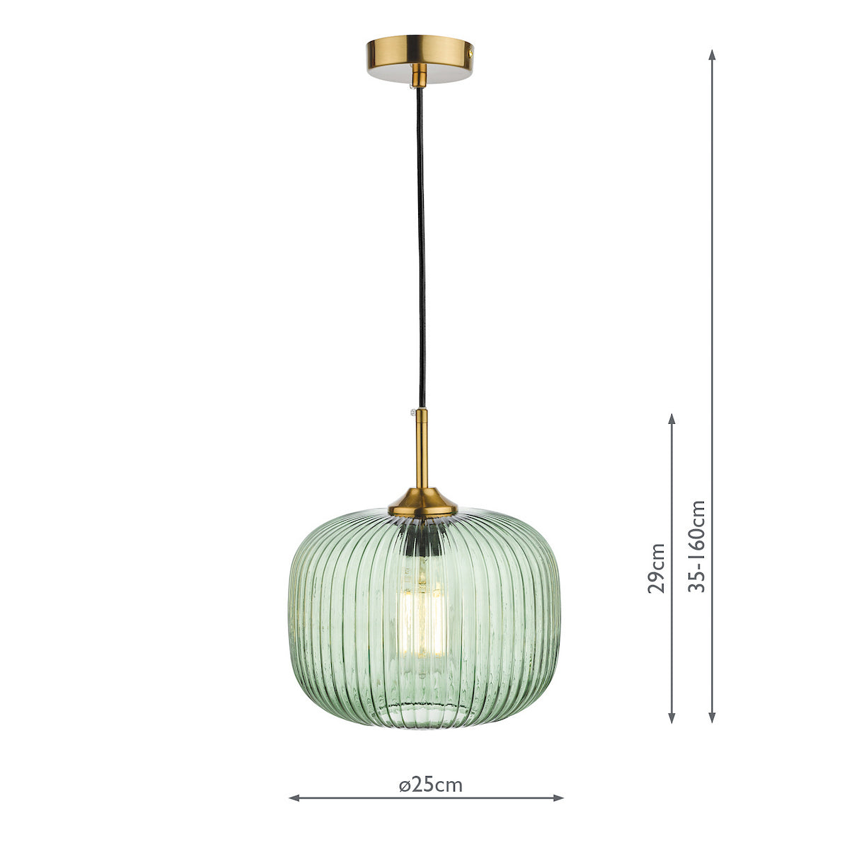 DEMARIUS 1LT PENDANT GREEN GLASS AND BRONZE