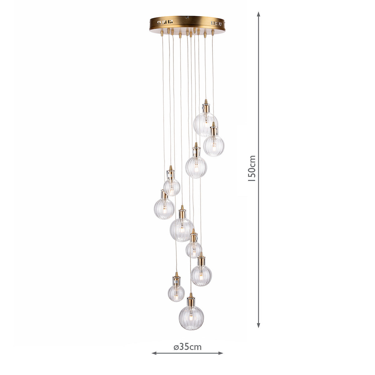 DITA 10LT PENDANT WARM BRASS CW GL