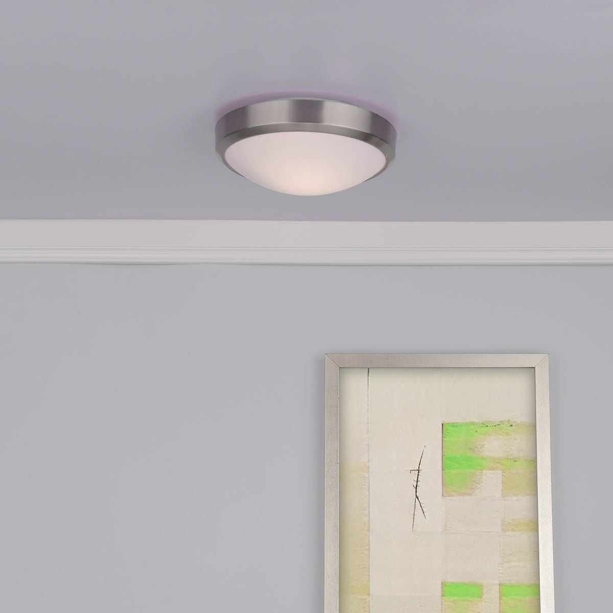DOVER E27 ROUND ACRYLIC FLUSH 260MM SAT CHROME
