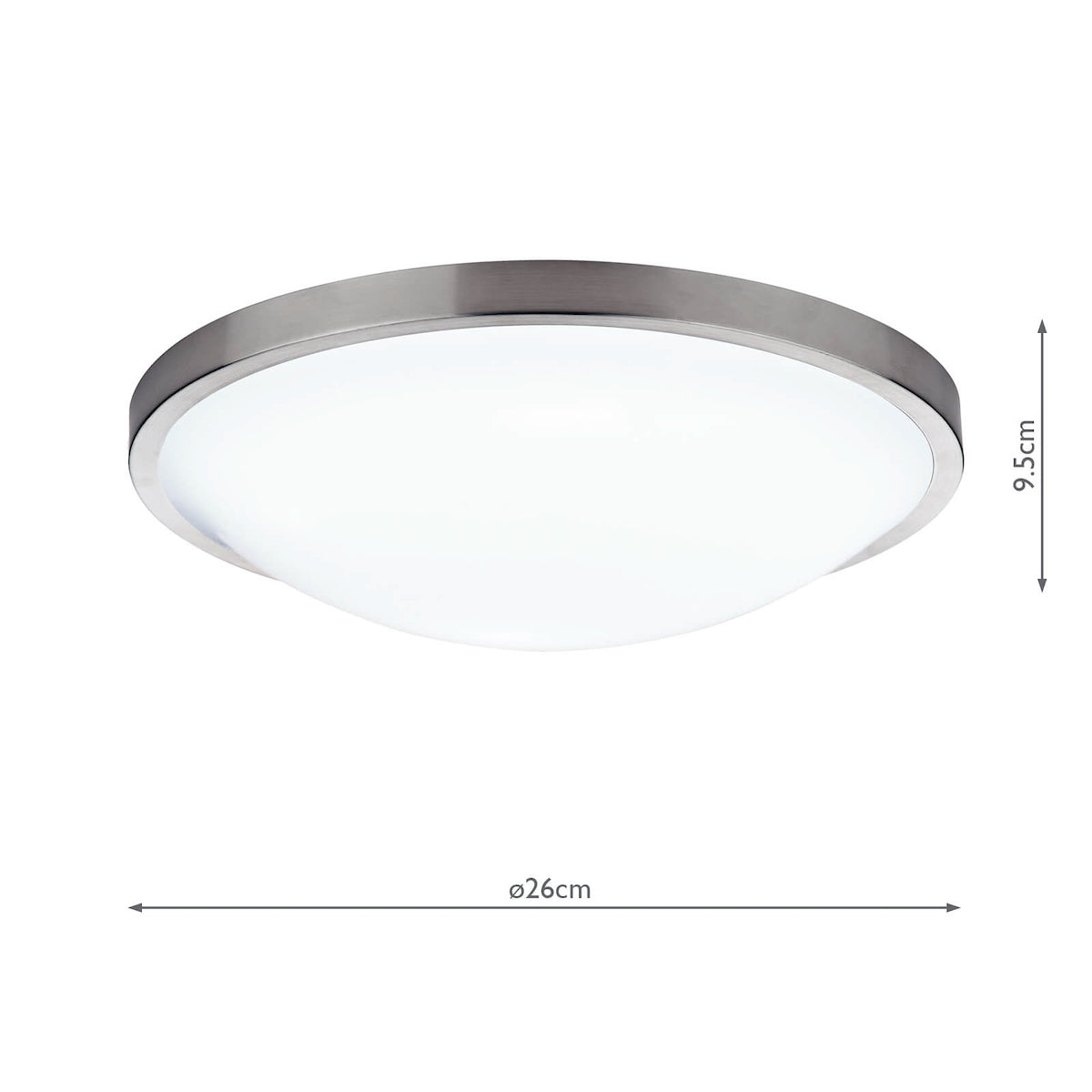 DOVER E27 ROUND ACRYLIC FLUSH 260MM SAT CHROME