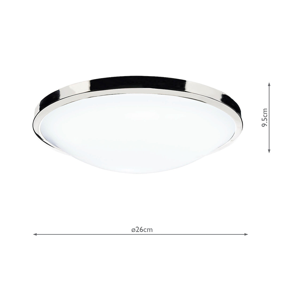 DOVER E27 ROUND ACRYLIC FLUSH 260MM POL CHROME