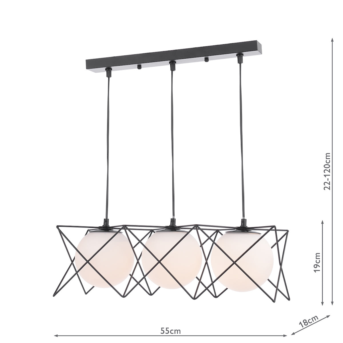 DREYSON 3LT BAR PENDANT BLACK OPAL