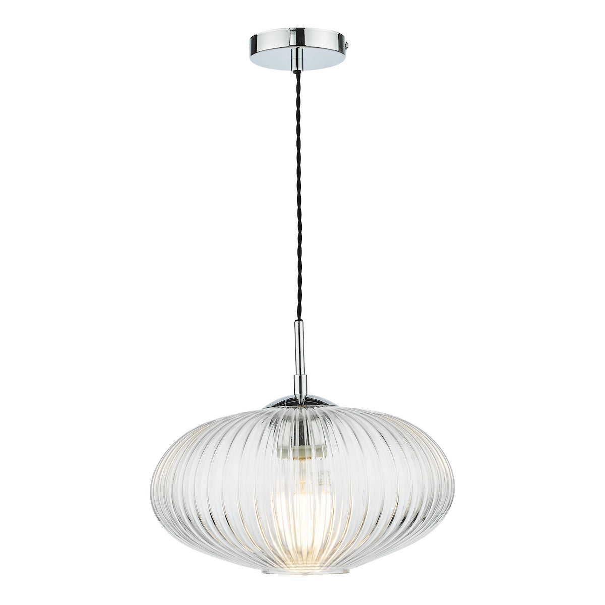 EDMOND 1LT PENDANT POLISHED CHROME RIBBED GLASS