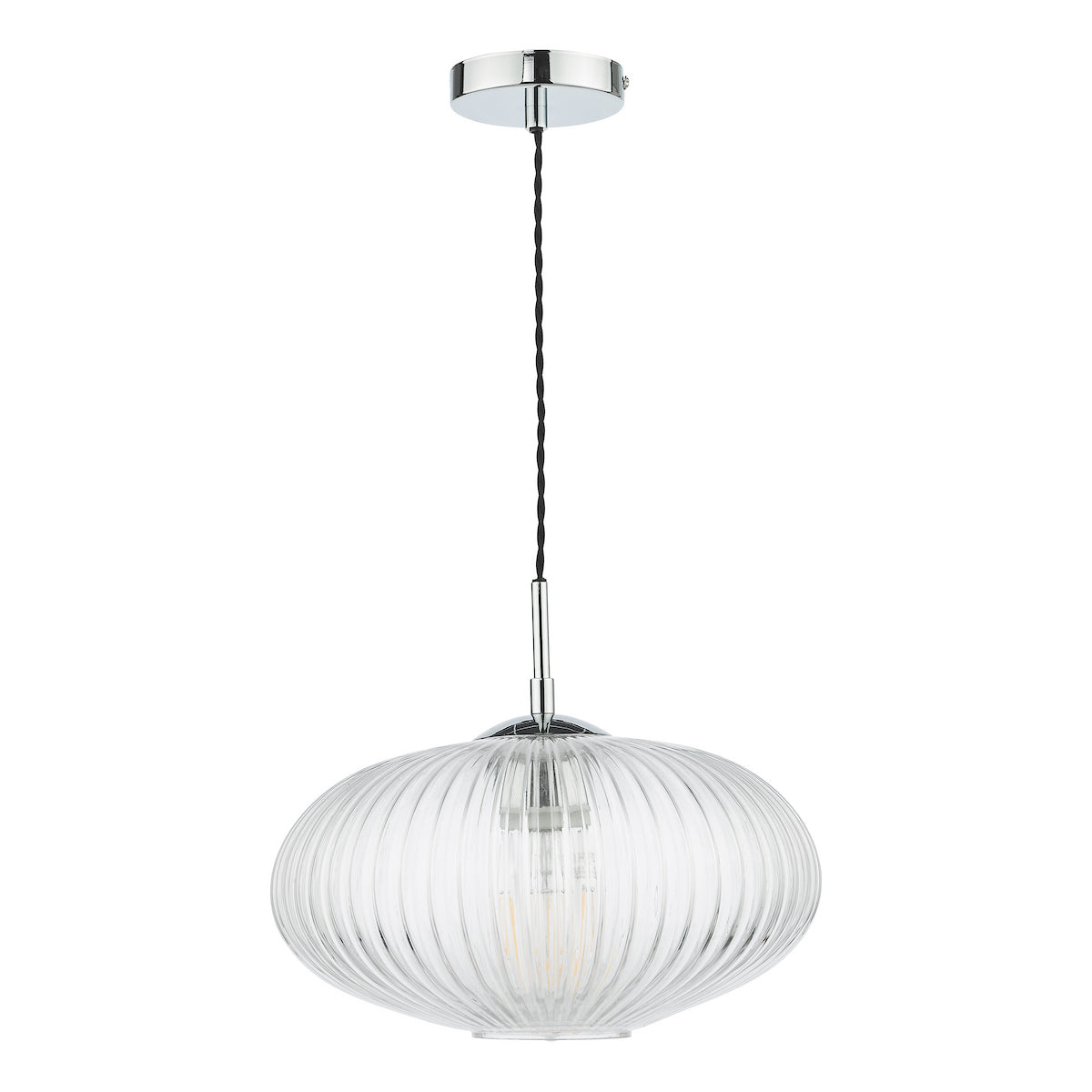 EDMOND 1LT PENDANT POLISHED CHROME RIBBED GLASS