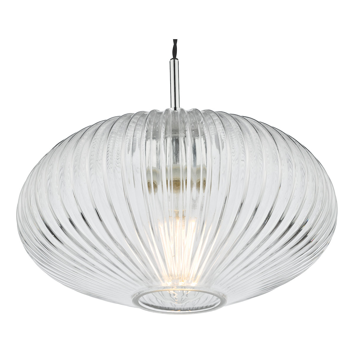 EDMOND 1LT PENDANT POLISHED CHROME RIBBED GLASS