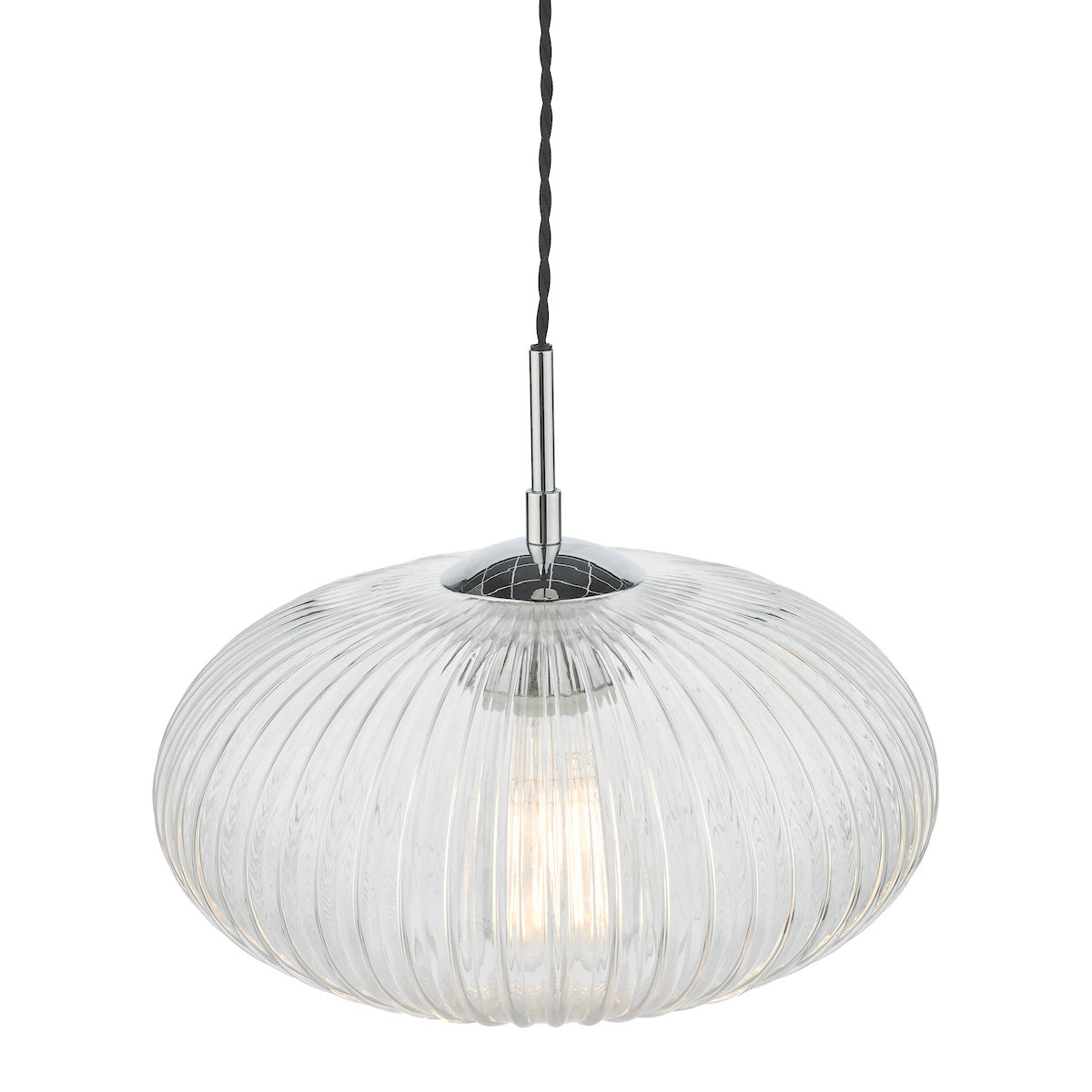 EDMOND 1LT PENDANT POLISHED CHROME RIBBED GLASS