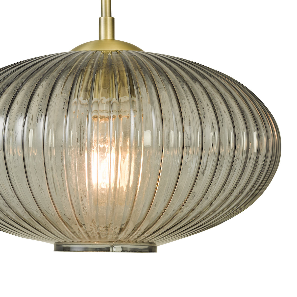 EDMOND 1LT PENDANT ANTIQUE BRASS RIBBED SMOKED GLA